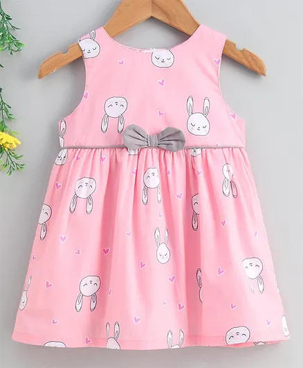 Yellow Duck Sleeveless One Piece Dress - Pink