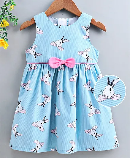 Yellow Duck Sleeveless One Piece Dress - Blue