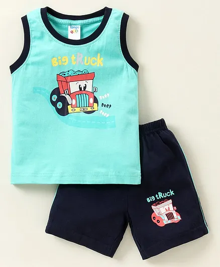 Tango Sleeveless T-shirt with Shorts Star Print- Blue