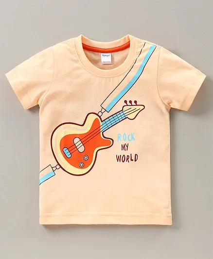 Tango Half Sleeves T-shirt Guitar Print - Peach