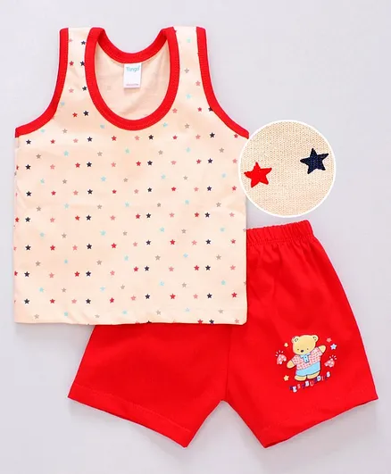 Tango Sleeveless T-shirt with Shorts Star Print- Red
