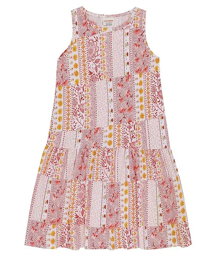 RAINE AND JAINE Sleeveless Graphic Printed Dress - White