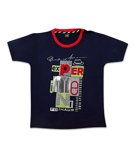 LEO Expert Printed Half Sleeves Tee - Blue