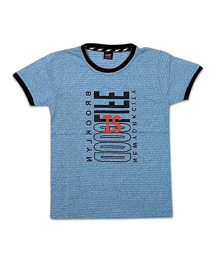 LEO Printed Half Sleeves Tee - Blue