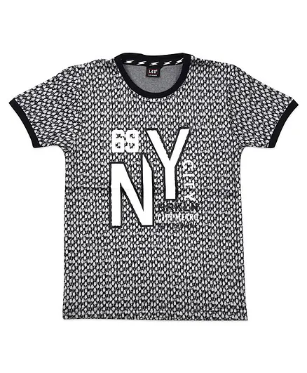 LEO Number 69 Printed Half Sleeves Tee - Blue