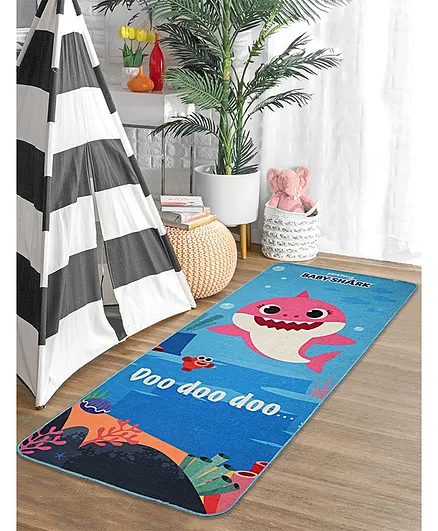 Saral Home Polyester Anti-Skid Yoga Mat Shark Print - Blue