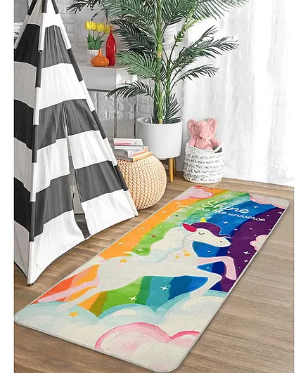 Saral Home Polyester Anti-Skid Yoga Mat Unicorn Print - Multicolour