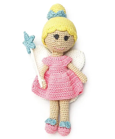 Happy Threads Crochet Fairy Soft Toy Pink - Height 17.7 cm