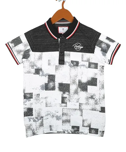 Monte Carlo Half Sleeves Printed T-Shirt - White Blue