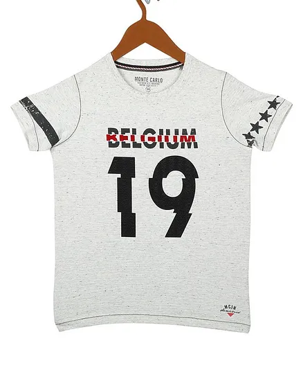 Monte Carlo Half Sleeves Belgium Printed Tee - Light Grey