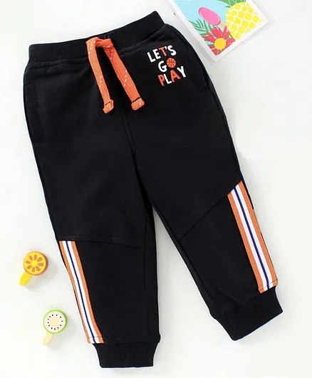 Babyhug Full Length Lounge Pant Basketball Print - Black
