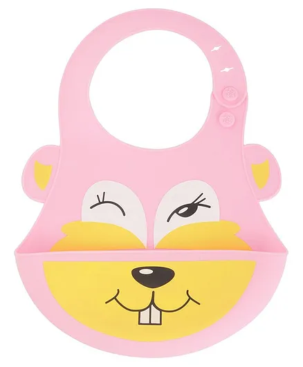 Yellow Bee Kids Bunny Silicone Bib - Pink