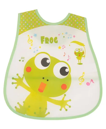 Yellow Bee Frog Print Bib - Green