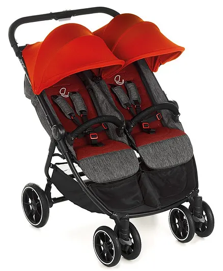 Jane Twinlink Nomads Twin Stroller with UV Protection Canopy - Red