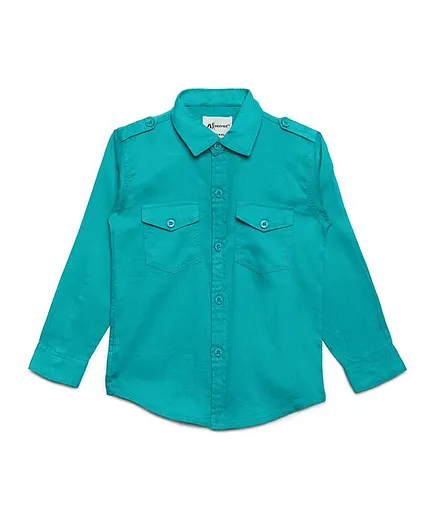 AJ Dezines Full Sleeves Solid Shirt - Green