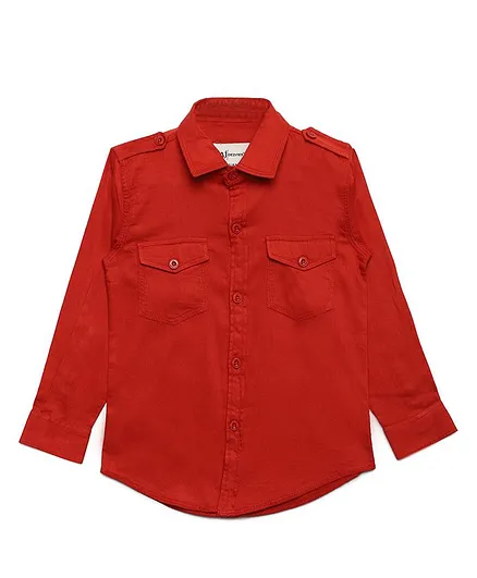 AJ Dezines Full Sleeves Solid Shirt - Red