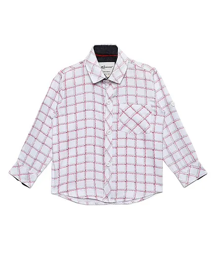AJ Dezines Full Sleeves Checked Shirt - White