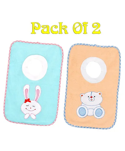 The Little Lookers Cotton Bibs Pack of 2 - Peach and Sky Blue