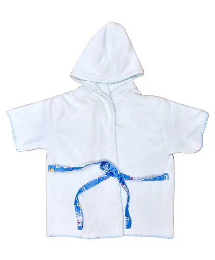 The Little Lookers Half Sleeves Hooded Bath Robe - Blue