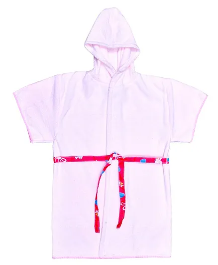 The Little Lookers Half Sleeves Hooded Bath Robe - Pink