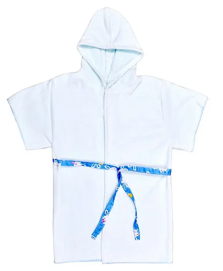 The Little Lookers Half Sleeves Hooded Bath Robe - Blue