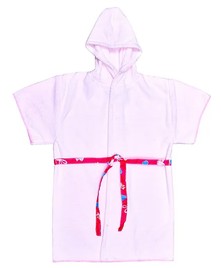 The Little Lookers Half Sleeves Hooded Bath Robe - Pink