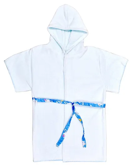 The Little Lookers Half Sleeves Hooded Bath Robe - Blue