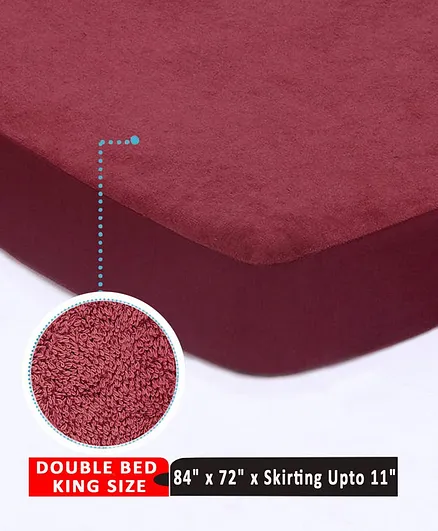 Babyhug Soft Terry Breathable & Waterproof Mattress Protector Fitted Cover Sheet - Maroon