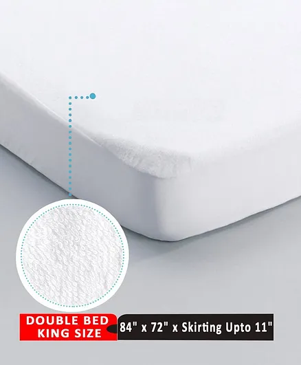 Babyhug Soft Terry Breathable & Waterproof Mattress Protector Fitted Cover Sheet - White