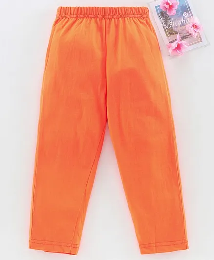 Kiddopanti Solid Color Full Length Lounge Pants - Orange