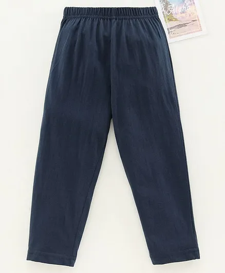 Kiddopanti Solid Color Full Length Lounge Pants - Blue