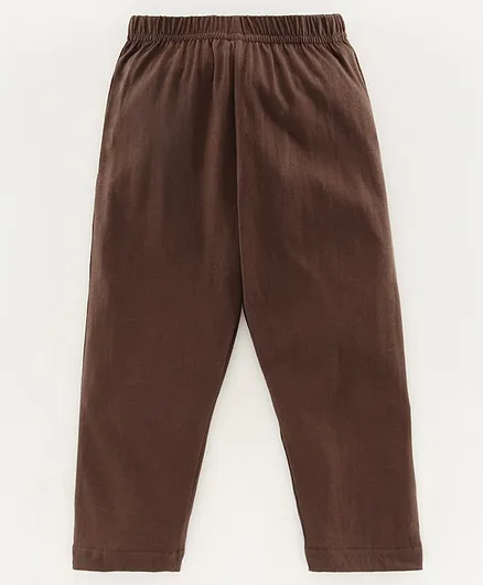 Kiddopanti Solid Color Full Length Lounge Pants - Brown