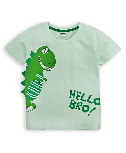 Ojos Half Sleeves T-shirt Dinosaur Print - Green