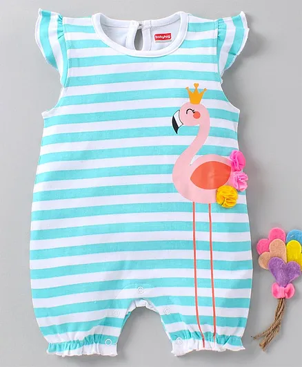 Babyhug Sleeveless Romper Stripes Print - Blue