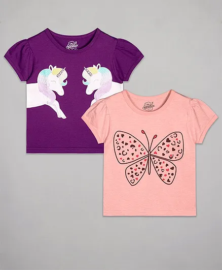 The Sandbox Clothing Co Butterfly Print Short Sleeves Pack Of 2 Tee - Multi Color