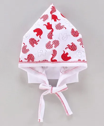 Child World Cap Elephant Print Red - Diameter 8 cm