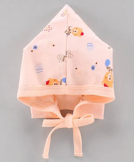 Child World Cap Bear Print Peach - Diameter 8 cm