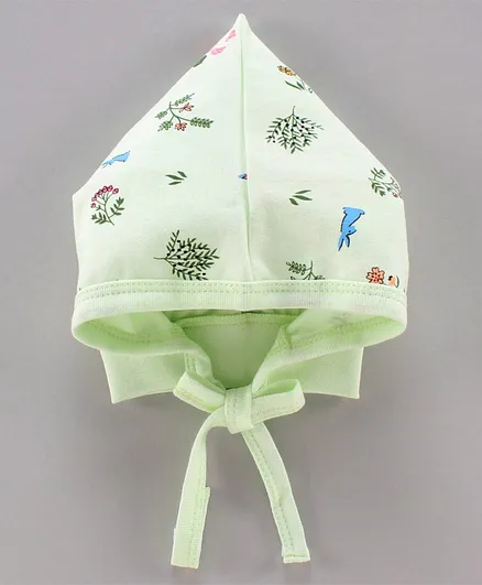 Child World Cap Floral Print Green - Diameter 8 cm