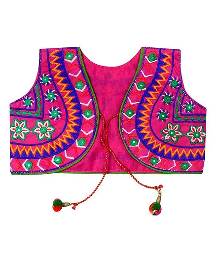 Banjara India Sleeveless Star Embroidered Short Jacket - Pink
