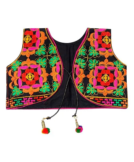 Banjara India Sleeveless Bricks Work Jacket - Black