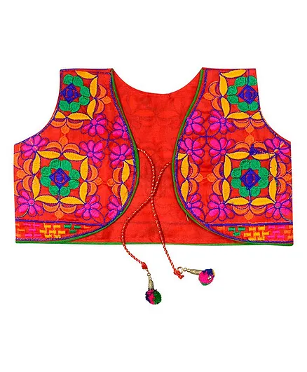 Banjara India Sleeveless Bricks Work Jacket - Red