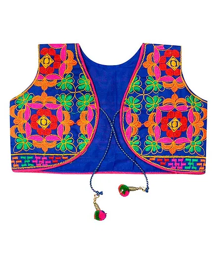 Banjara India Sleeveless Bricks Work Jacket - Blue