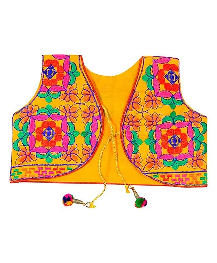 Banjara India Sleeveless Bricks Work Jacket - Yellow