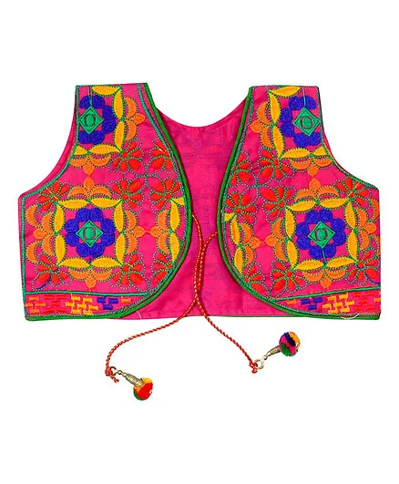 Banjara India Sleeveless Bricks Work Jacket - Pink