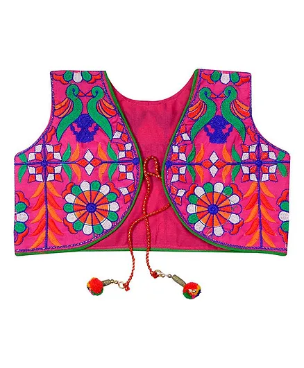 Banjara India Sleeveless Bird Work Embroidery Jacket - Pink