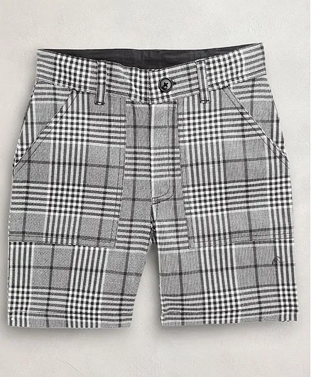 Cherry Crumble By Nitt Hyman Checked Shorts - Grey & Black
