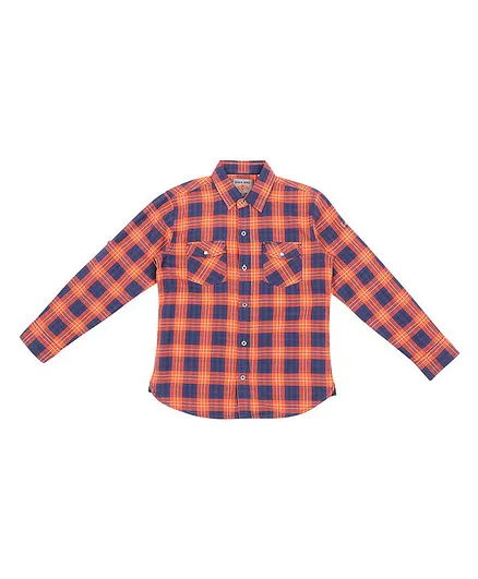 Gini & Jony Full Sleeves Checked Shirts - Orange