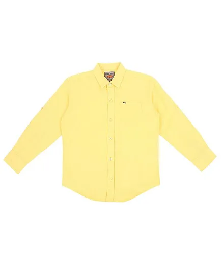 Gini & Jony Solid Full Sleeves Shirts - Yellow