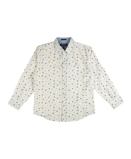 GINY & JONY Full Sleeves Geometrical Print Shirt - White