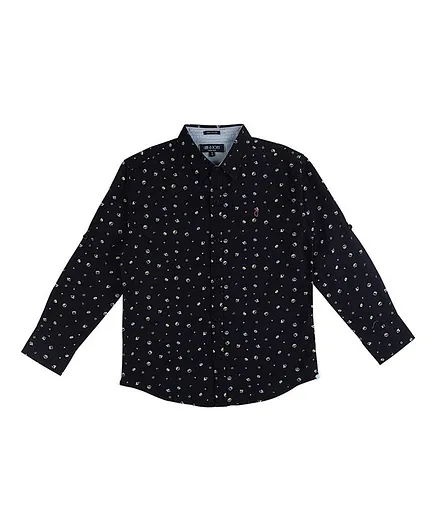 GINY & JONY Full Sleeves Geometrical Print Shirt - Black